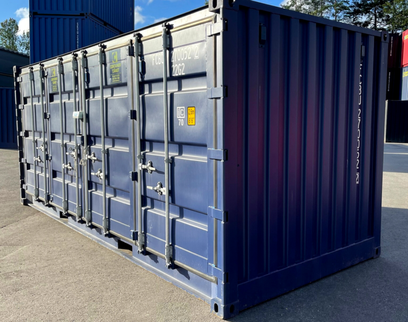 Container 20 fot open side blå