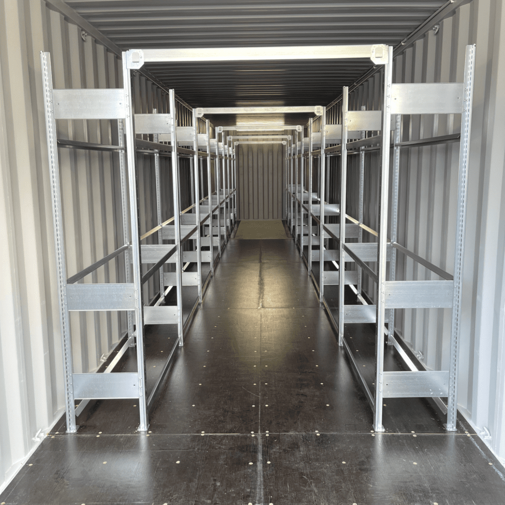 Containertjänst Däckcontainer 40 fot däckhyllor