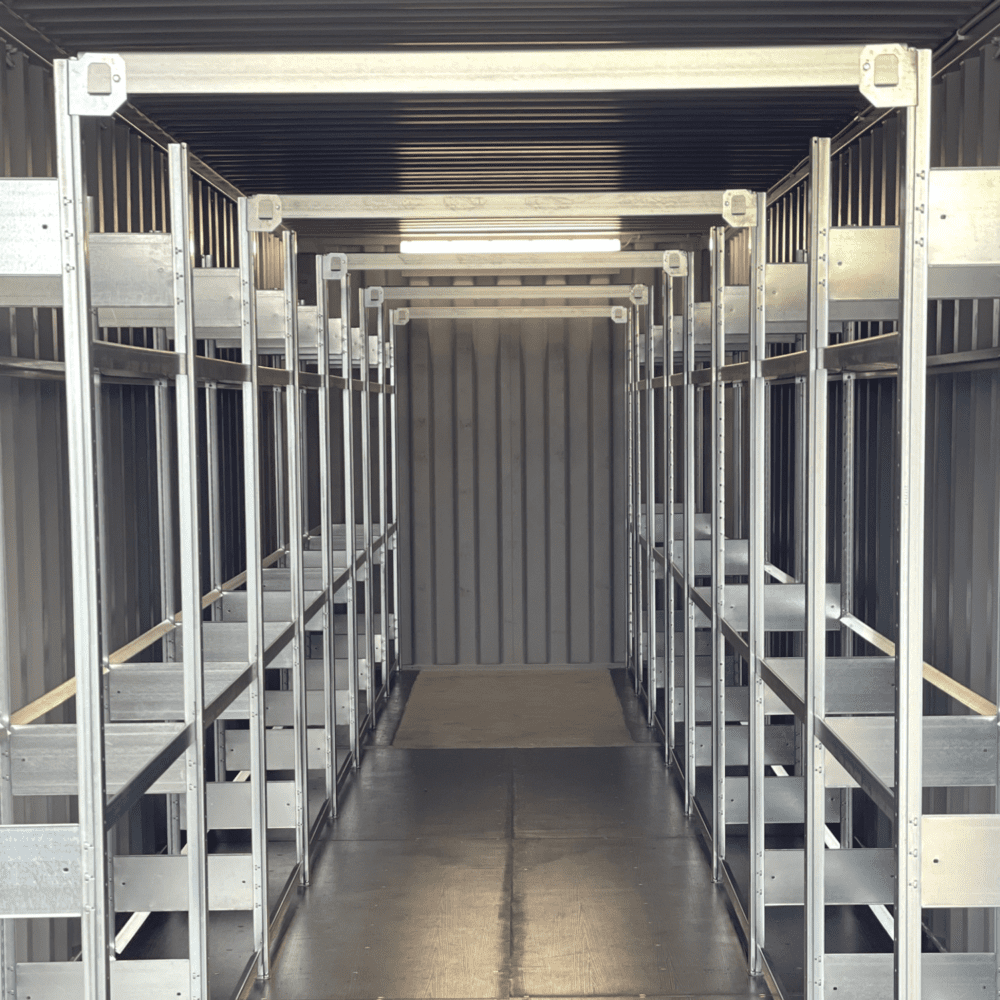 Containertjänst Däckcontainer 40 fot däckhyllor